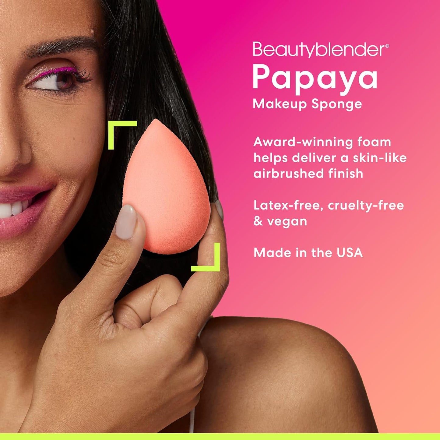 Beautyblender® | Papaya Beauty Blender Makeup Sponge, Super-Soft Foam Easily Blends Foundations, Powders & Creams, Made in USA, Reusable, Washable, Streak Free Application, Vegan, Cruelty Free