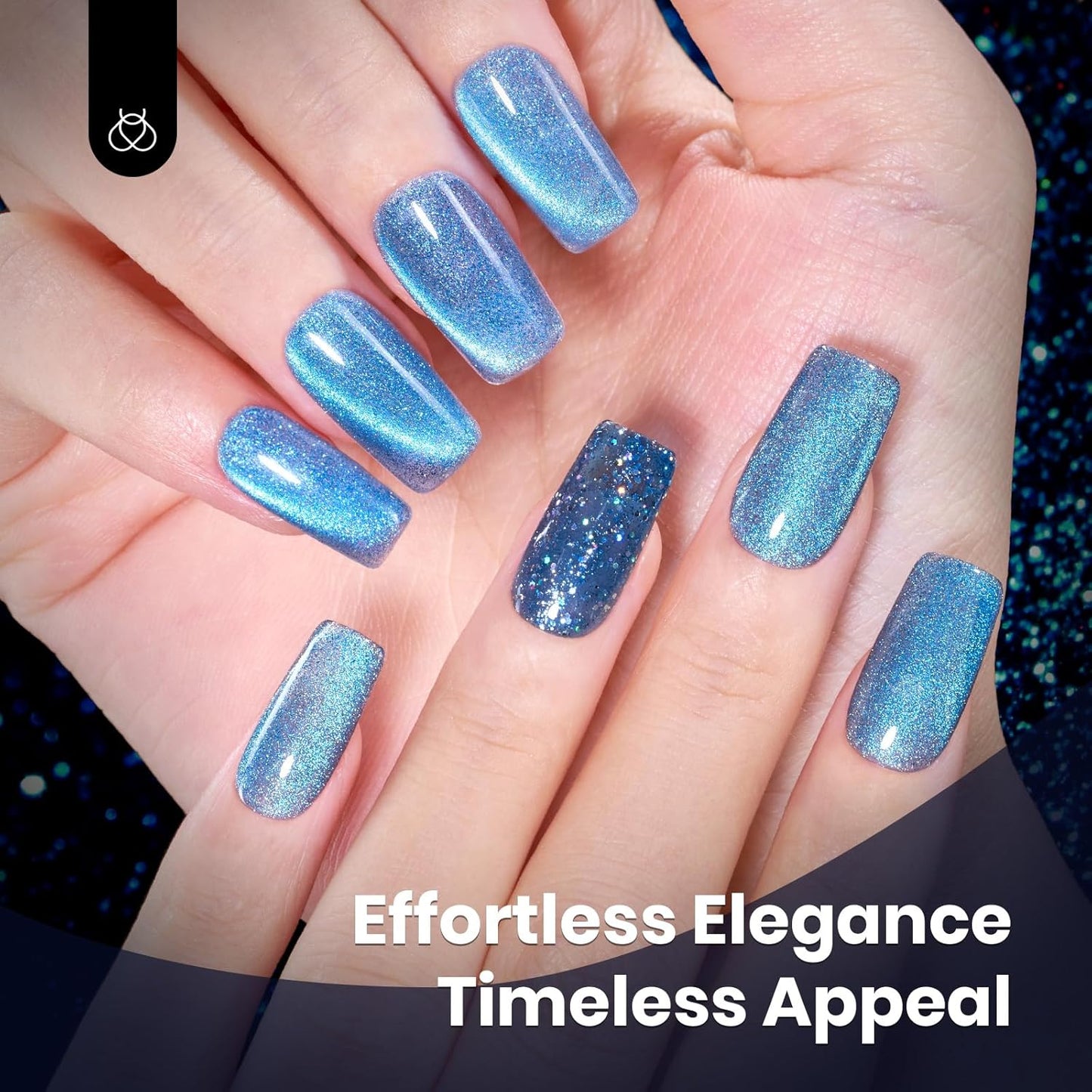 Beetles Chameleon Cat Eye Gel Polish - 15ML Blue Cat Eye Glitter Gel Polish 9D Magnetic Soak Off UV Shimmer Velvet Gel Mermaid Tears Series Nail Art DIY Manicure Gifts for Women