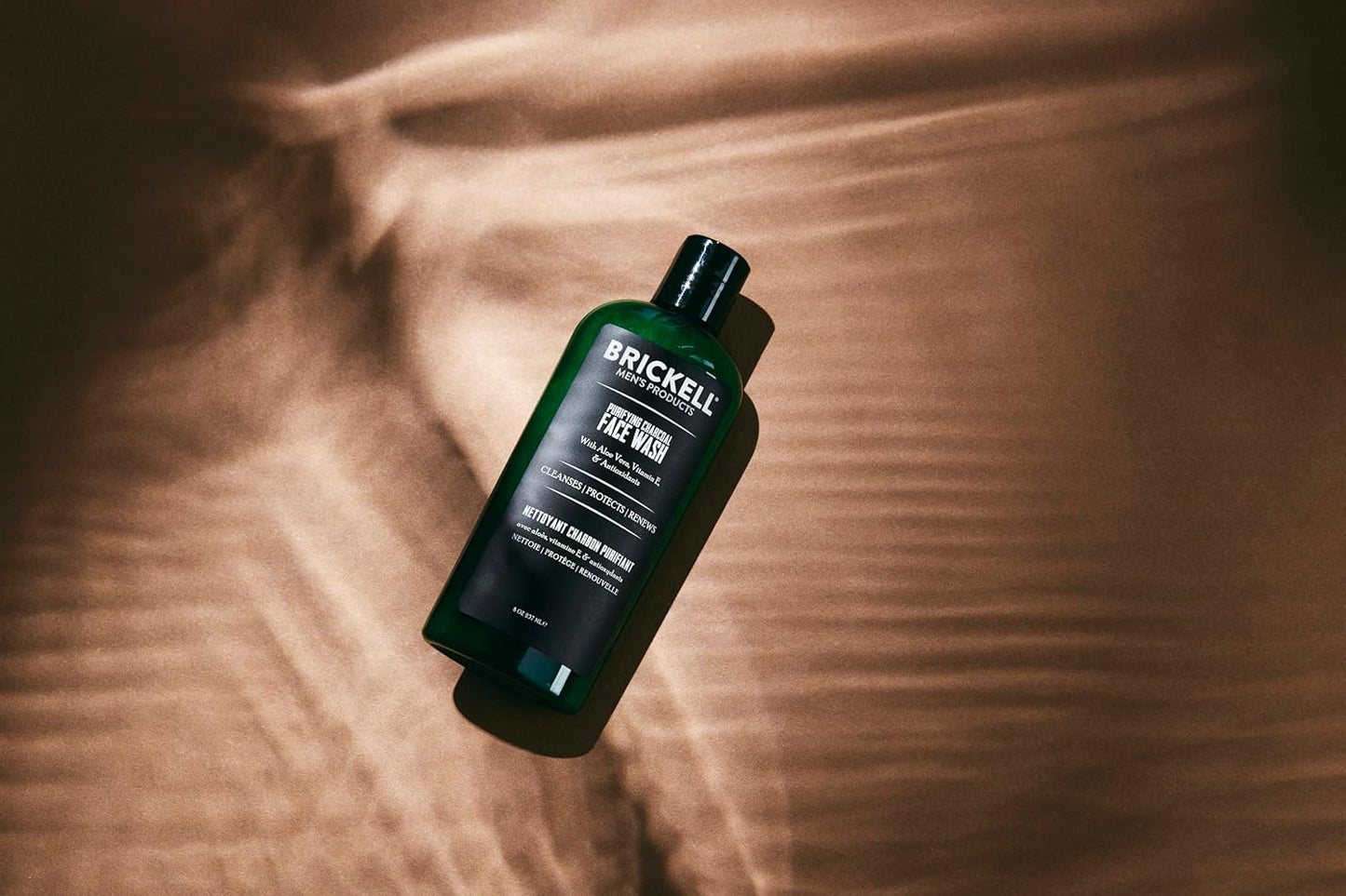 Brickell Men's Purifying Charcoal Face Wash for Men, Natural and Organic Daily Facial Cleanser, 8 Ounce, Scented