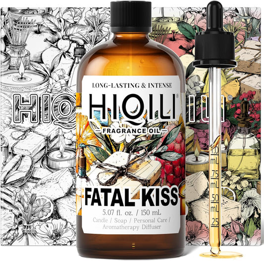 HIQILI Fatal Kiss Fragrance Oil, Tuberose & Plum Scents, for DIY Soap, Candle & Scented Sachets Making, Add to Shampoo & Laundry Detergent - 5.07 Fl Oz
