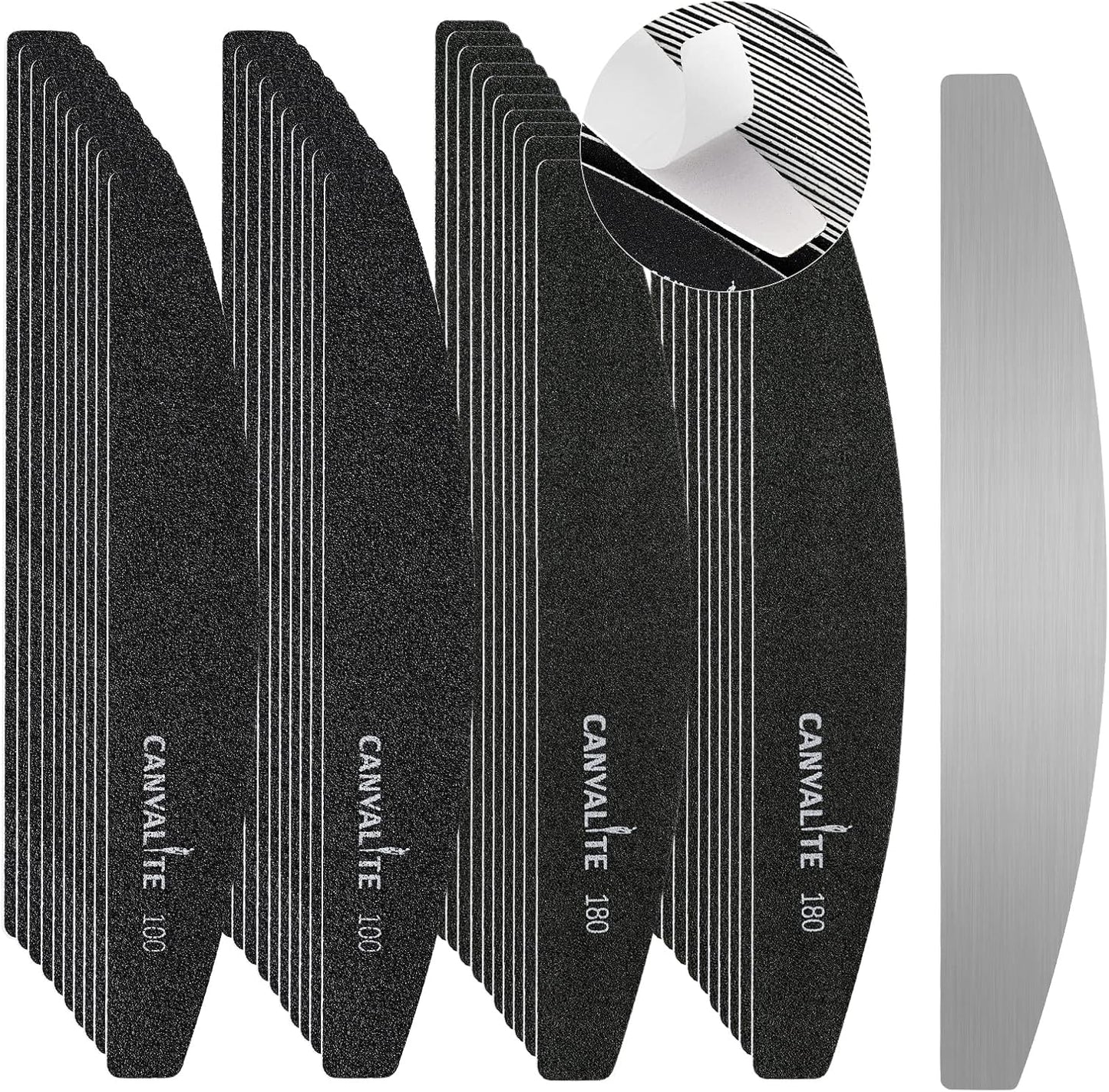 Canvalite 40 PCS Nail File Reusable Peel and Stick Nail Files Replaceable Emery Boards Nail File for Natural Nails Professional 240 Grit Fingernail Files for DIY Salon Use