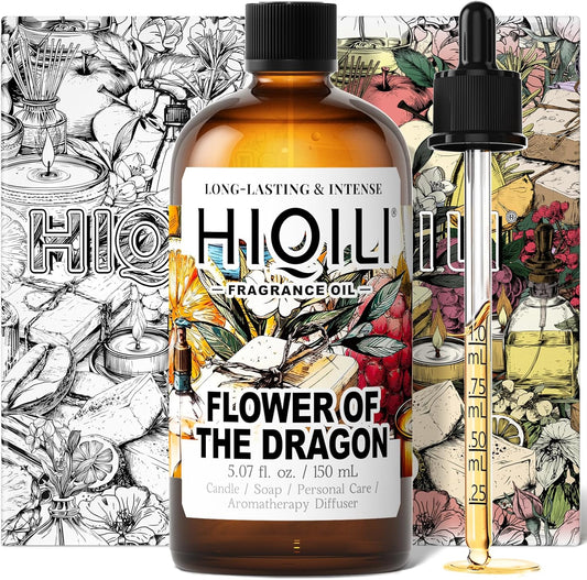 HIQILI Flower of The Dragon Fragrance Oil for Diffuser, Inspired by Td.Orient Fiore-deDrago, Candle, Soap, Perfume & Linen Spray Making, Vanilla Cream Scent, Long-Lasting Aroma - 5.07 Fl Oz