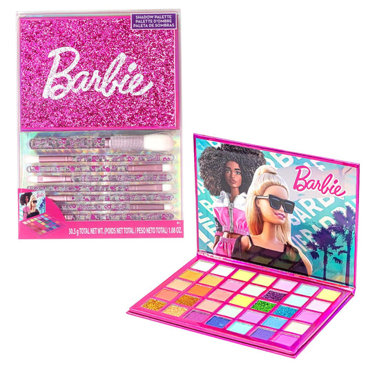 Barbie - Townley Girl 35-Well Eyeshadow Palette, Shimmery and Opaque Colors, Pigmented Blendable, 8 Application Brushes Non-Toxic 8+, Perfect for Parties, Sleepovers & Makeovers