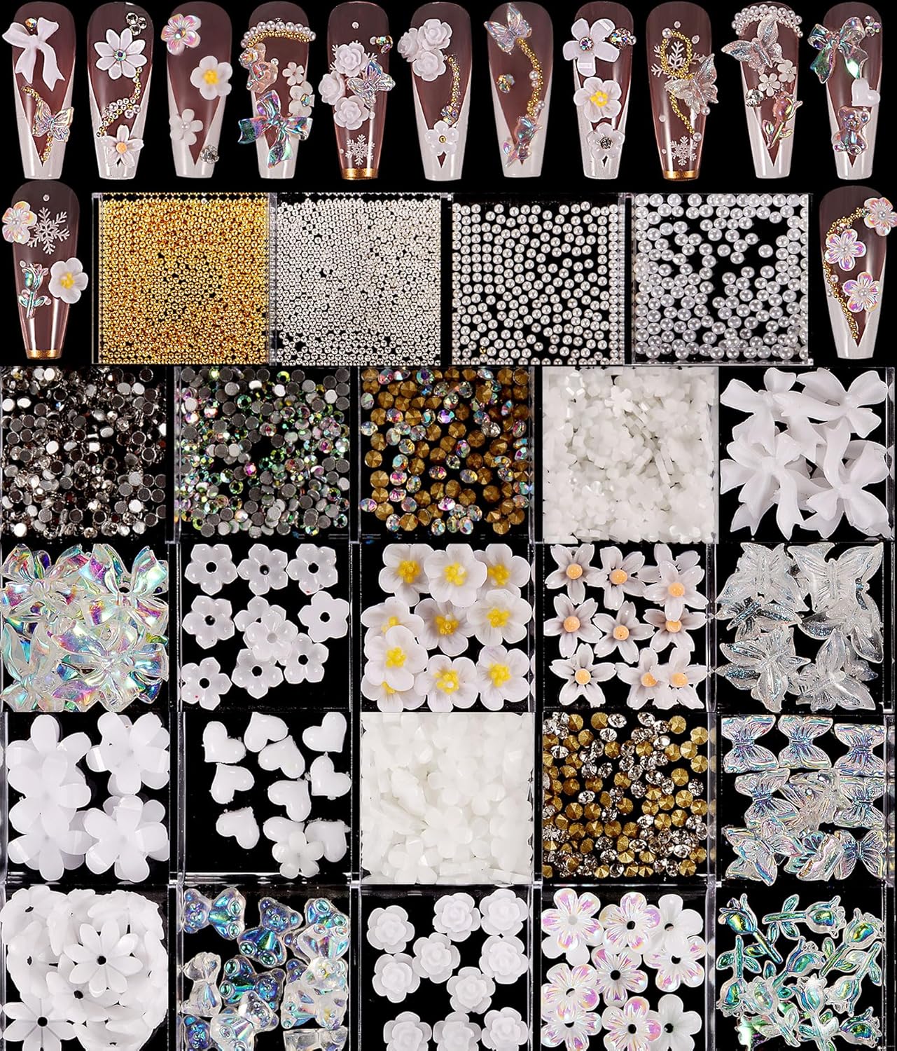 250pc 3D Nail Charms Set - Diverse Shapes & Colors for Acrylic Nails & DIY Crafts (#6)