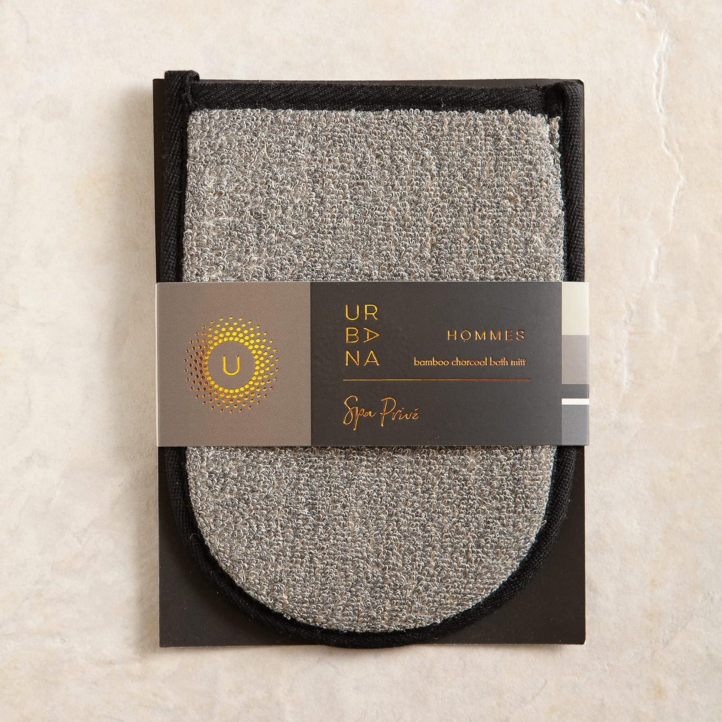 Urbana Spa Prive Men's Bamboo Charcoal Collection, Bath Mitt