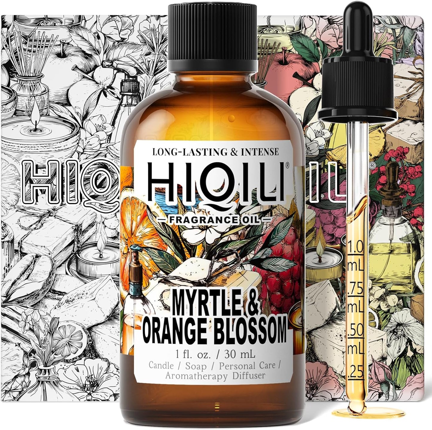 HIQILI Myrtle & Orange Blossom Fragrance Oil for Diffuser, Inspired by D.or Tera-Bella, Candle & Soap Making, Long-Lasting Citrus Floral Scent - 1 Fl Oz