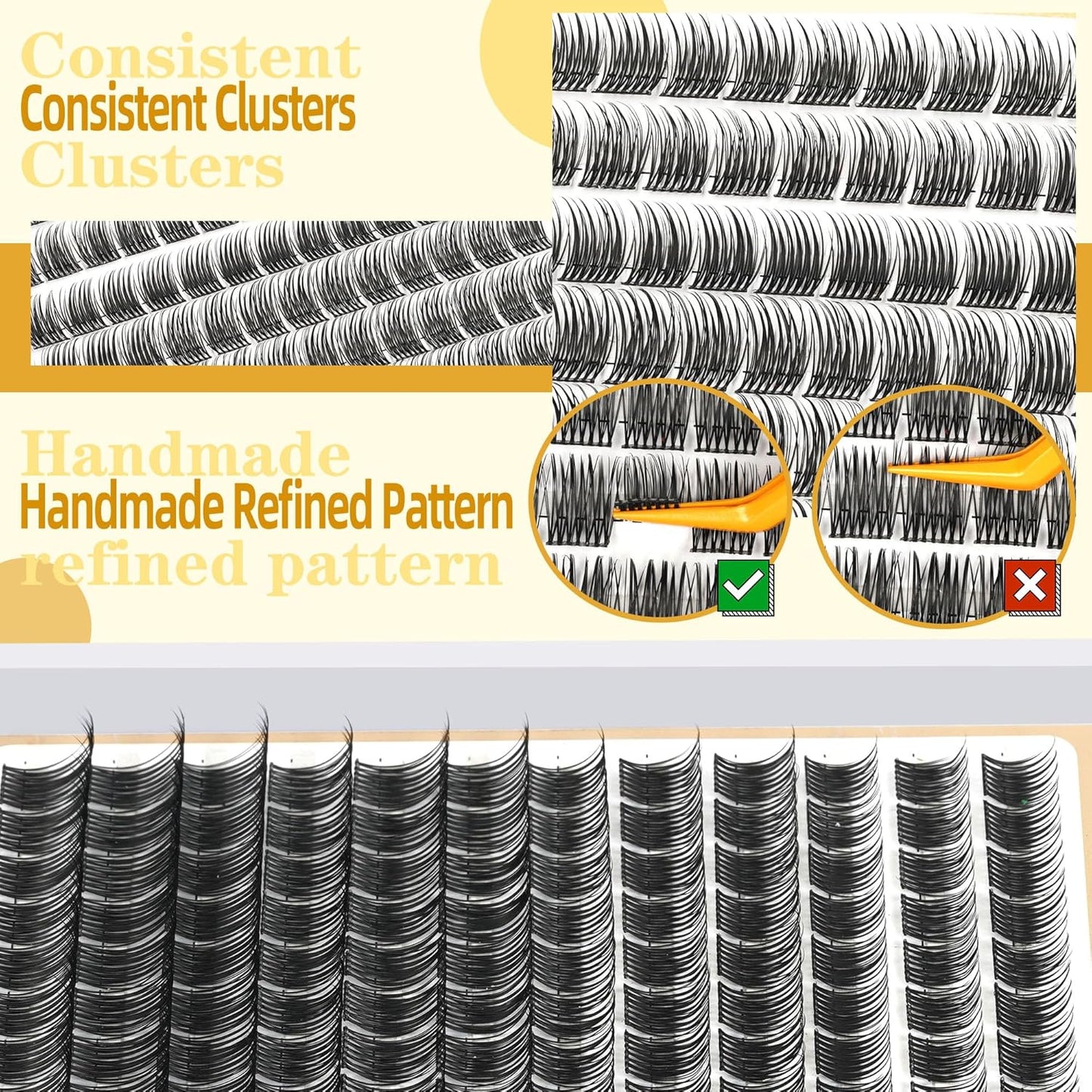 Eyelash Cluster 10-18mm Wispy Eyelash Clusters D Curl DIY Lash Extension Natural Lash Clusters Individual Lashes (LF05 Lashes Only)