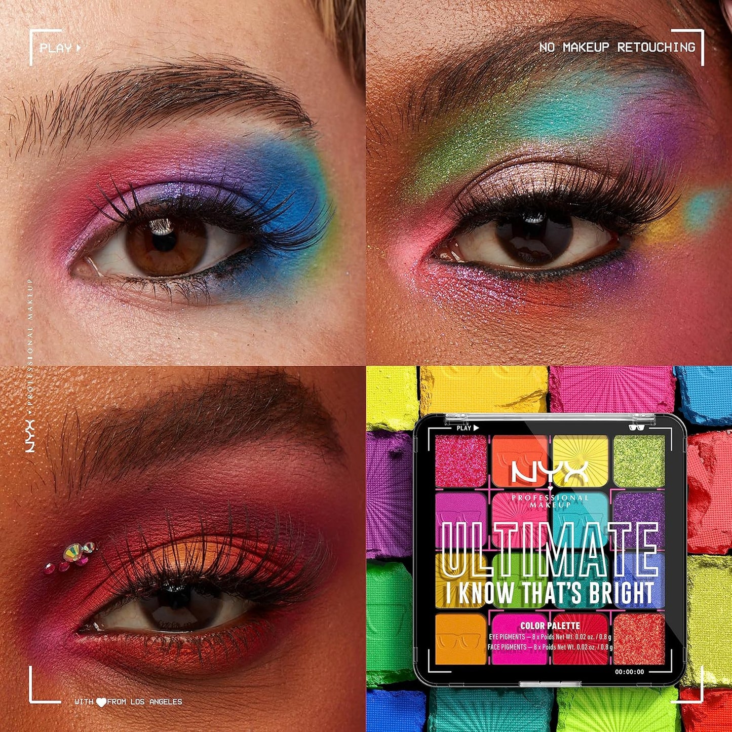 NYX PROFESSIONAL MAKEUP, Ultimate Shadow Palette, Eyeshadow Palette - I Know That's Bright